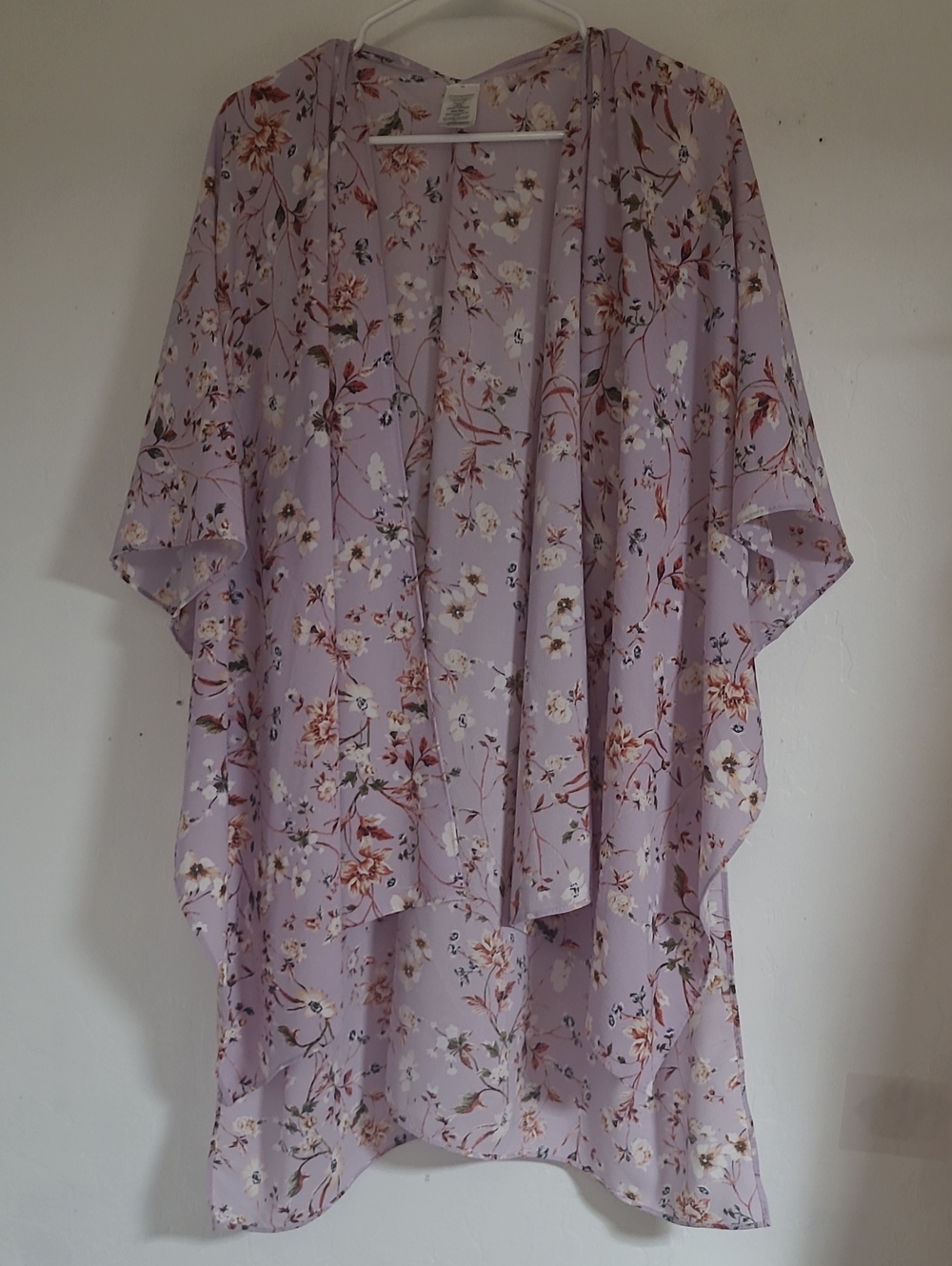 Lavender Floral Sheer Kimono Cover-Up